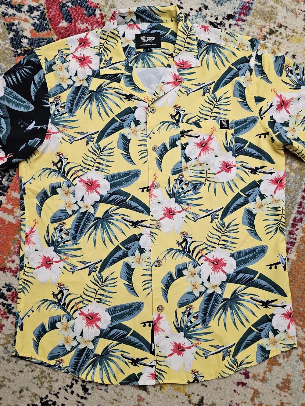 Twisted Toucan Mens Medium Sylvester Hibiscus Palm Floral S/S Hawaiian Shirt